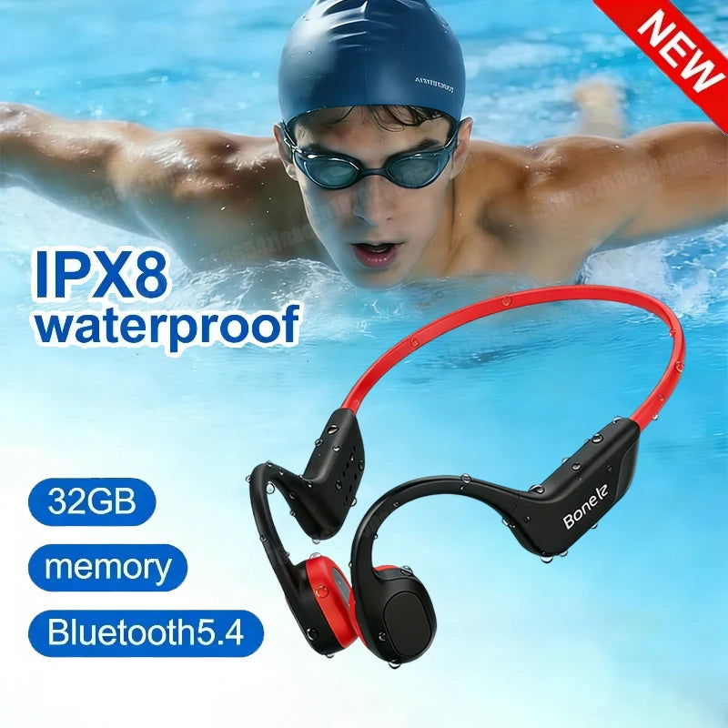Lenovo Bone Conduction Headset Wireless Swimming Sports Headphone IPX8 Bluetooth 5.4 With Mic Waterproof Exercise Fitness New