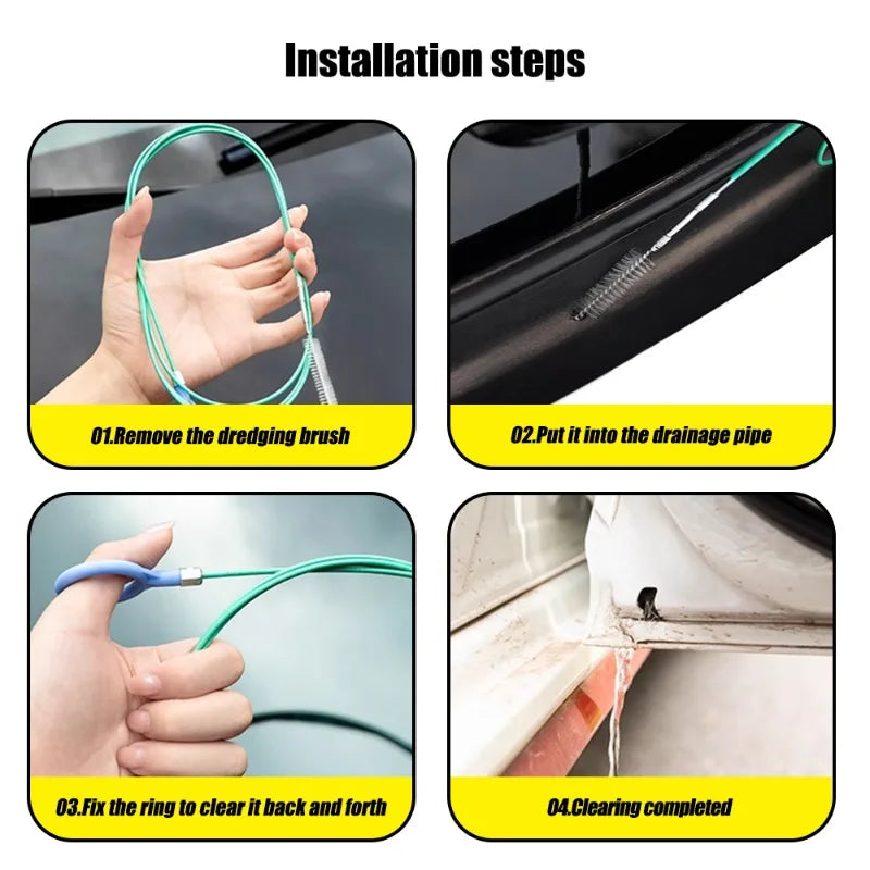 Skylight Drain Pipe Brush Car Drain Dredge Sunroof Cleaning Scrub Brush 3m Drain Hole Cleaning Brush Flexible Accessories Tool