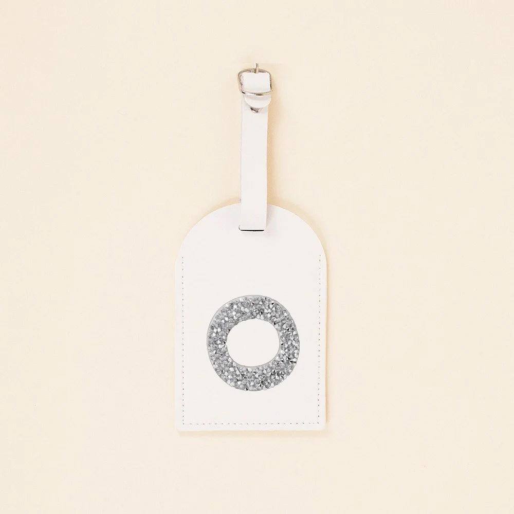 A-Z Rhinestone Monogram Leather Luggage Tag Suitcase Label Baggage Boarding Bag Tags Name ID Address Holder Travel Accessorie