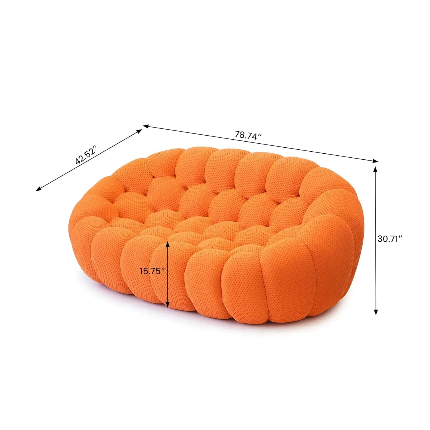 Bubble Couch, 78.74'' Curved Loveseat Couch, Memory Foam Bubble Sofa Round Lazy Floor Sofa, 3D Honeycomb Shape Curved, Custom