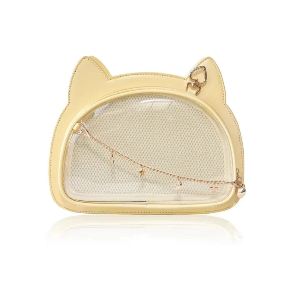 Y2K Cute Sweet Cat Ita Bag Japanese Lolita Transparent Crossbody Kawaii Party Shoulder Bag Badge Display Messenger Bag For Girls