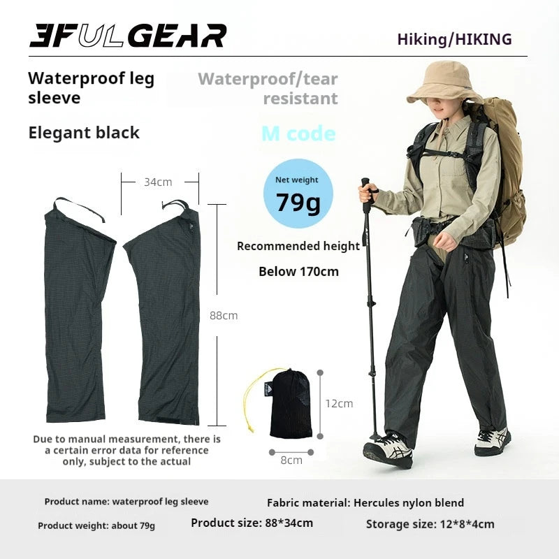 3F UL GEAR Outdoor Waterproof Leg Cover Approximately 79g with Adjustable Rain Proof Wear Resistant Tear Resistant Portable
