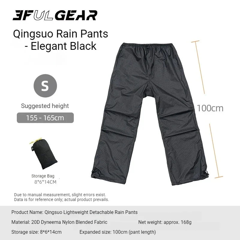 3F UL GEAR Split Hiking Raincoat Rain Pants Waterproof 15D Nylon Lightweight Outdoor Camping Rain Coat Gear Poncho Women Men