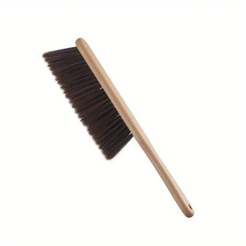 1pc Hand Broom Counter Duster Dusting Brush for Home Cleaning, Soft Dust Brush with Long Wooden Handle for Bed Sofa Furniture