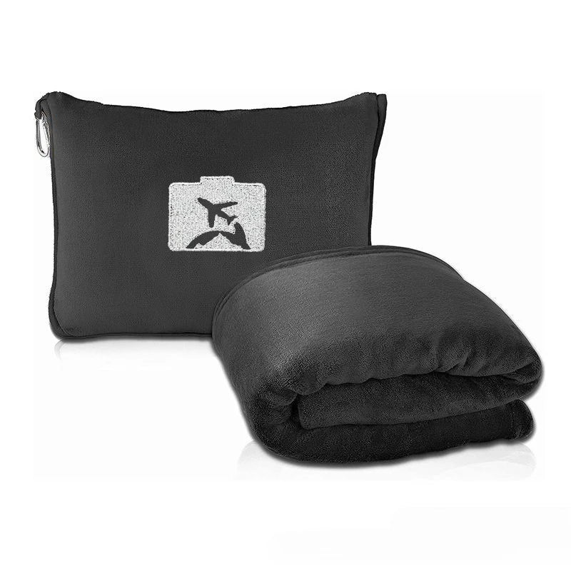 New Portable Airplane Travel Blanket Folding Storage Autumn Winter Nap Cover Blankets Solid Color Warm Picnic Flannel Blanket