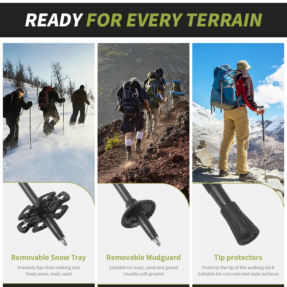 Naturehike 3-section Carbon Fiber Hiking Poles Ultralight Telescopic Trekking Poles Outdoor Hiking Camping Walking Stick