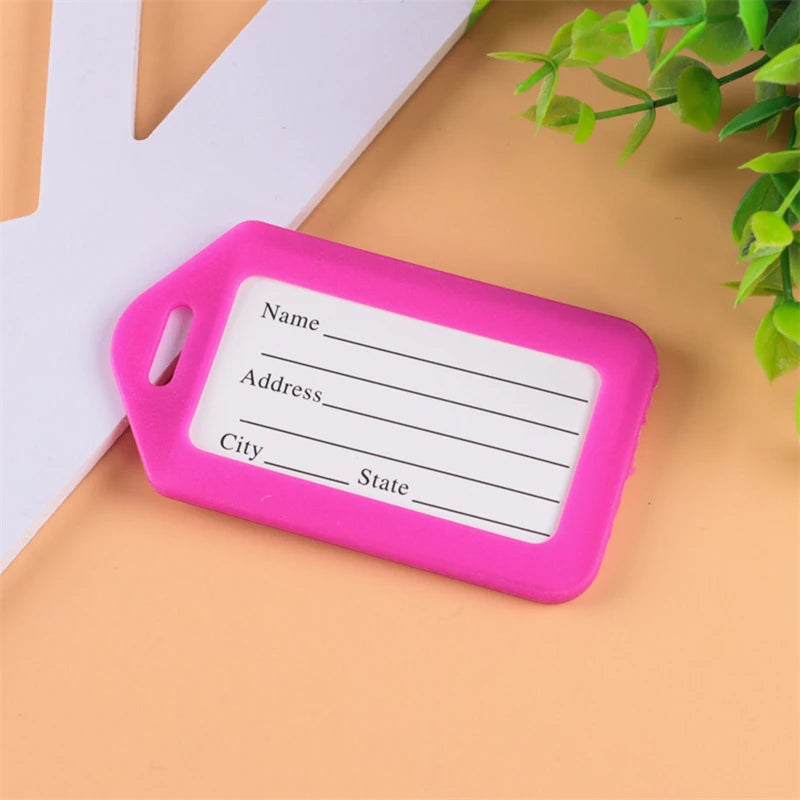 20pcs Luggage Tags Suitcase Label Bag Travel Accessories Luggage Bag Tag Name Address ID Label Plastic Suitcase Baggage Tags