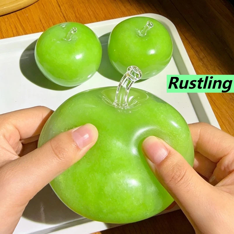Green Apple Slushie Squishy Fidget Toy Crunchy Moldable Non-Bounce Medium Grip Strength Sensory Stress Reliever Slow Rising Gift