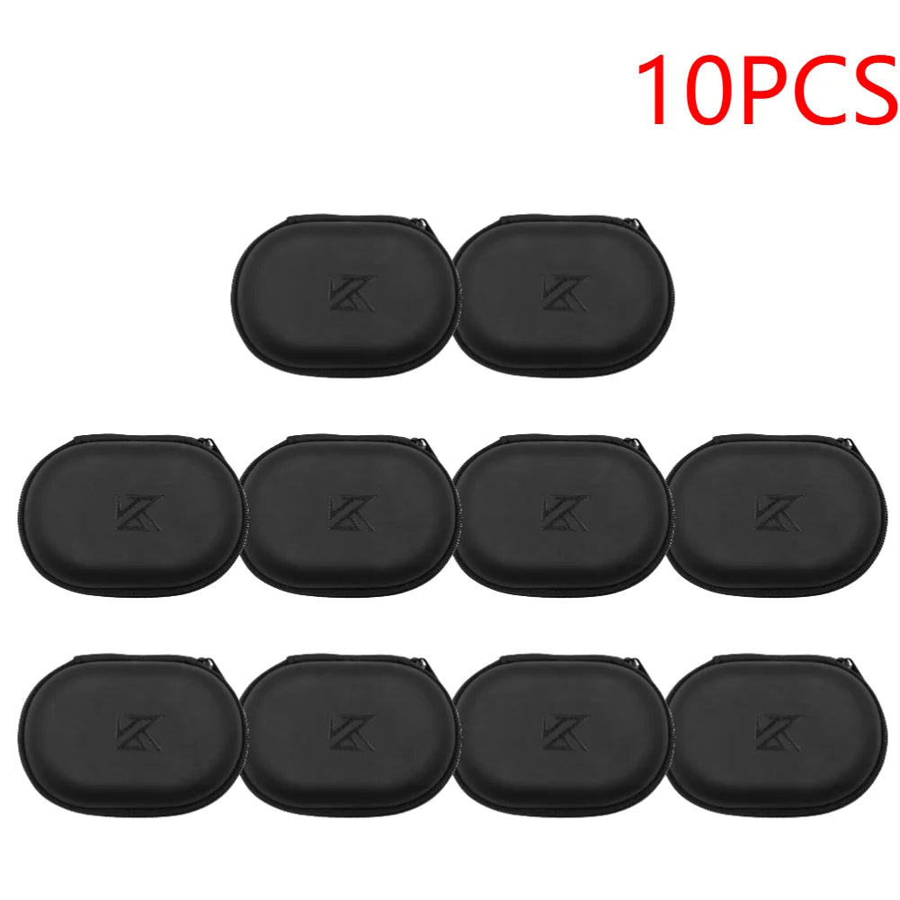 KZ Earphones Oval Storage Bag Wired Headphones PU Zipper Storage Box Portable Hold Storage Case Container for KZ BA10 AS10 ES4