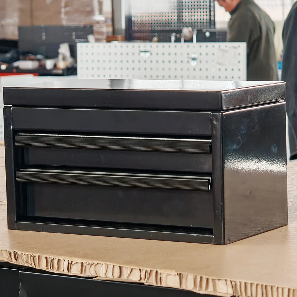 Black Mini 2 Drawers Tool Cabinet Convenient Portable Tool Storage Solution