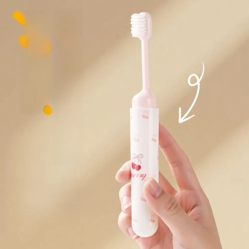 2-IN-1 Travel Toothbrush Set Portable Foldable Toothpaste Tube Storage Box Mini Soft Bristled Folding Toothbrush Dispenser