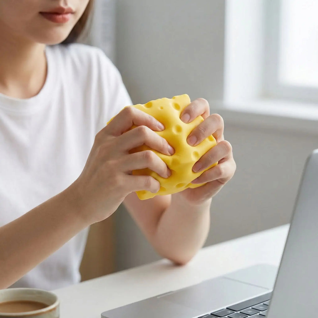Hot-selling！ Cheese Cube Stress Ball Big Cheese Shapeable Squeeze Ball Non-Bounce Fidget Toy ASMR Sensory Anti-Stress Gift