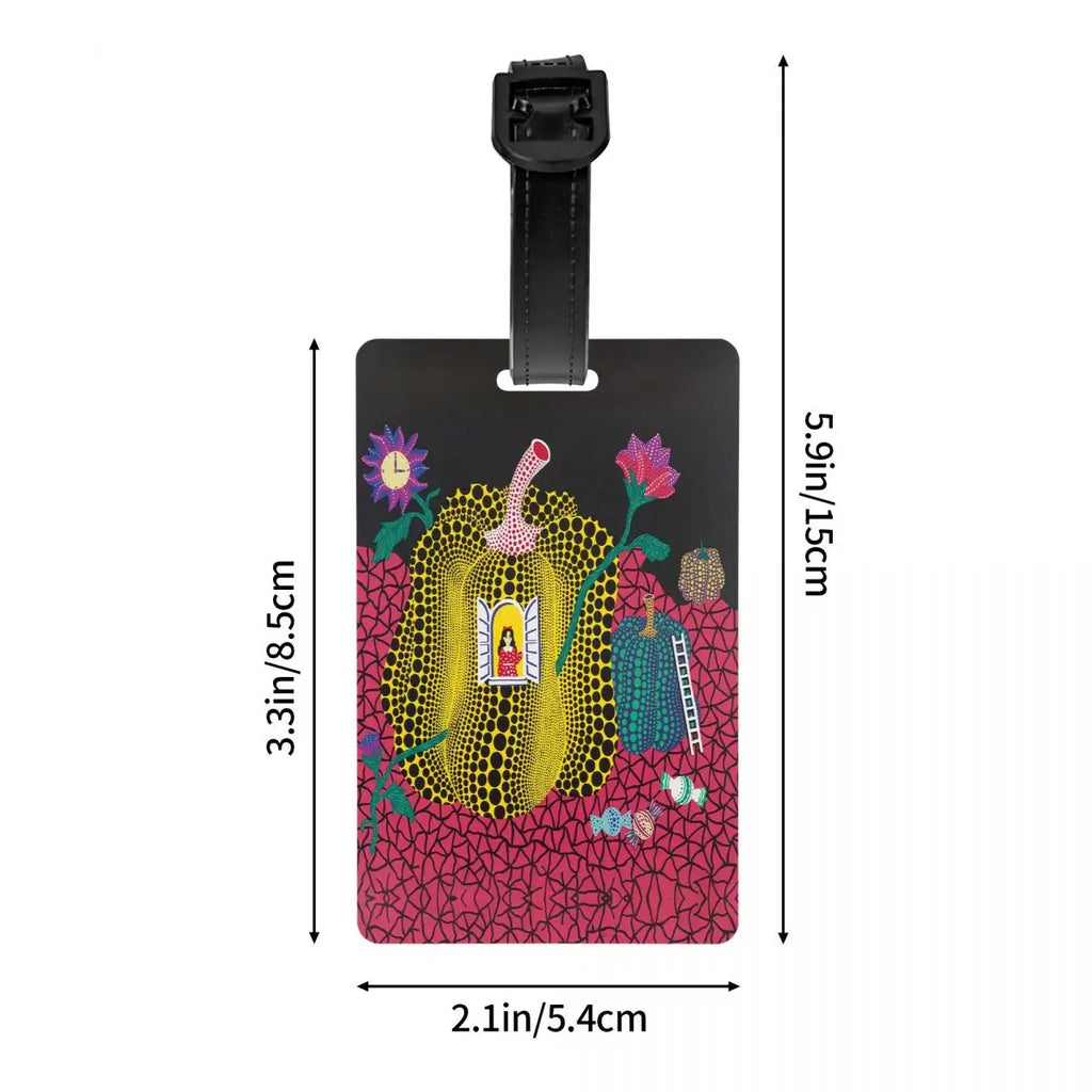 Custom Yayoi Kusama Abstract Painting Luggage Tag Privacy Protection Baggage Tags Travel Bag Labels Suitcase