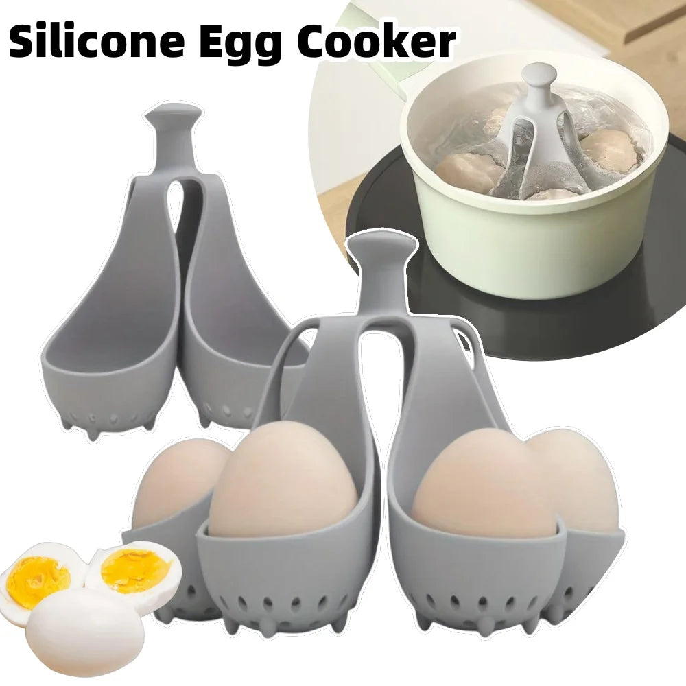 1/2pcs Silicone Egg Cooker High-Temperature Resistant Silicone Steaming Eggs Boiler for Home Quick Breakfast Prep Kitchen Tools