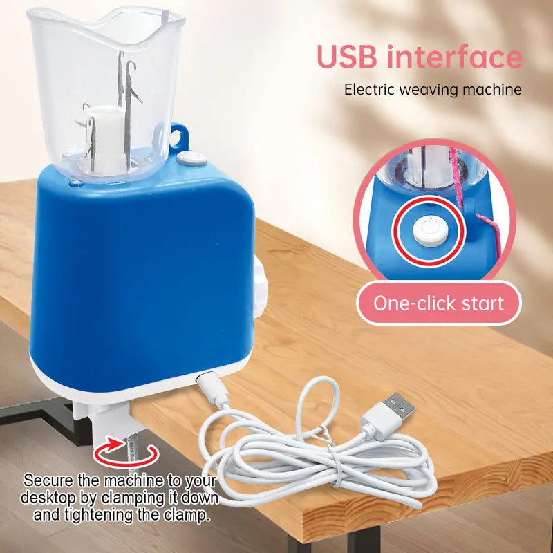 USB Auto Knitting Machine DIY Electric Crochet Machine Wool Yarn Knit Helper Craft Project Cord for Braiding Knitting Accessorie