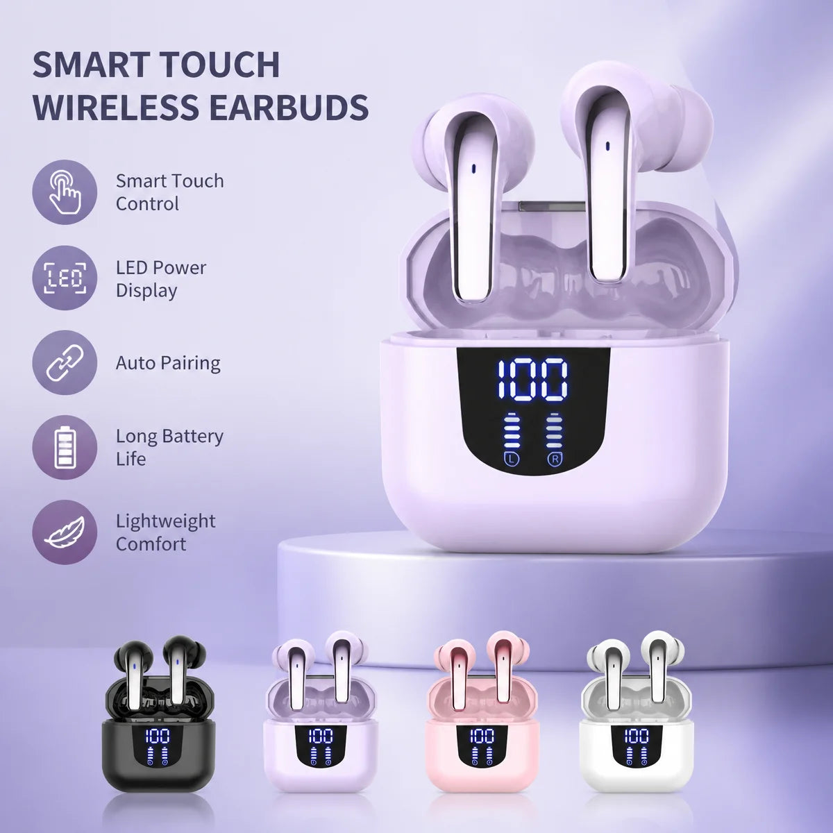 Wireless Earphones HiFi Sound Surround Stereo IPX7 Waterproof Compatible with All Smartphones