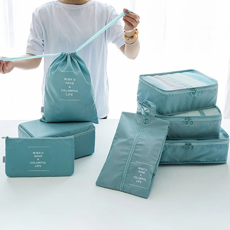7 Pcs Set Travel Storage Bags, Luggage Organizer Clothes Sorting Foldable Organizer,  Waterproof Suitcase Packing Bags SNBD021
