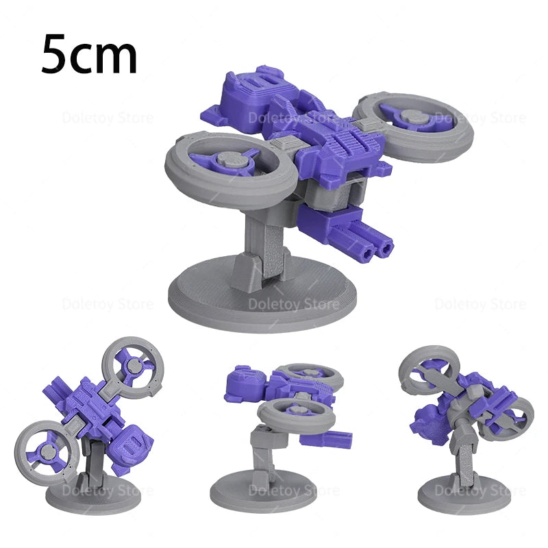 Mini War Machine Mecha Fighter Jet Series 3D Printed Starship Attack Helicopter Flutter Drone Movable Joints Assemble Models Toy