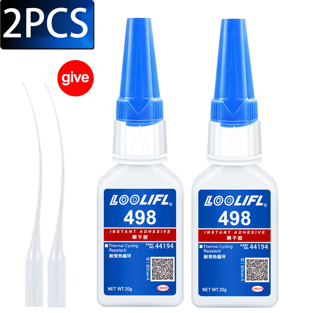 LOOLIFL 498 20ml Super Glue Liquid Clear Cyanoacrylate Adhesive Instant Glue Quick Dry for Plastic Wood Metal Crafts Repair Tool