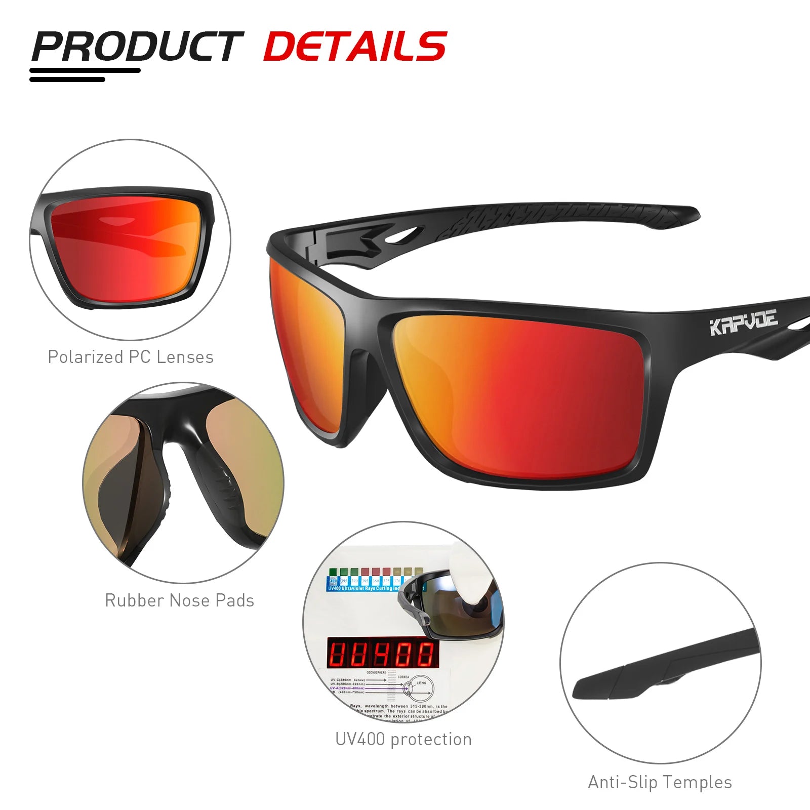 Kapvoe Polarized Hiking Eyewear Sunglasses for Men UV400 Lens Sunglasses Glasses PC Lens Glasses HD Lens Outdoor Sunglasses 2026