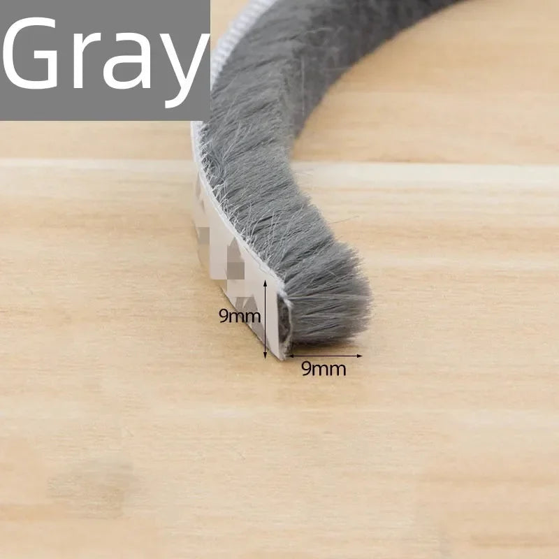 10Meters Brush Strip Self Adhesive Door Window Sealing Strip Home Door Window Sound Insulation Seal Film Door Swal Weather Strip