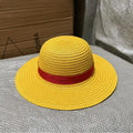 Cosplay Straw Hat Anime Theme Beach Hat with Hat Strap, Unisex, Suitable for Themed Party, Outdoor Adventures, Cartoon Character