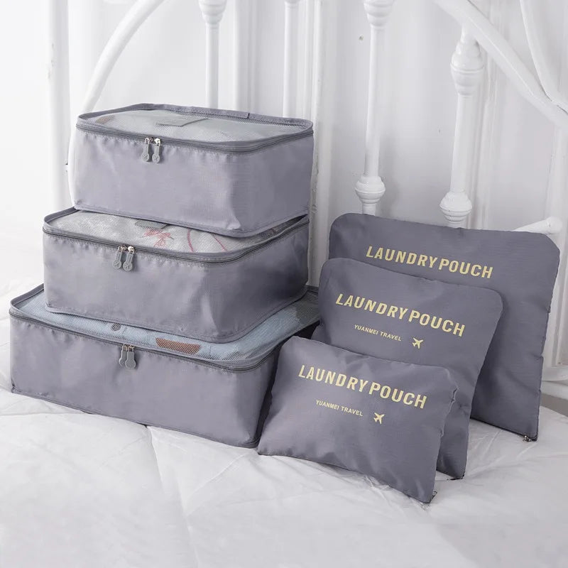 6pcs Travel Storage Organizer Bags Portable Travel Suitcase Organizer Bags For Women Clothes Shoes Makeup Bag Luggage Organizer