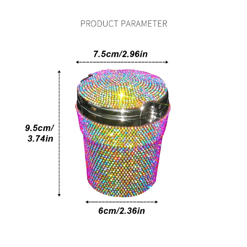Car Ashtray Auto Portable Bling Cigarette Smokeless With LED Light Indicator Car Accessories for Women재떨이