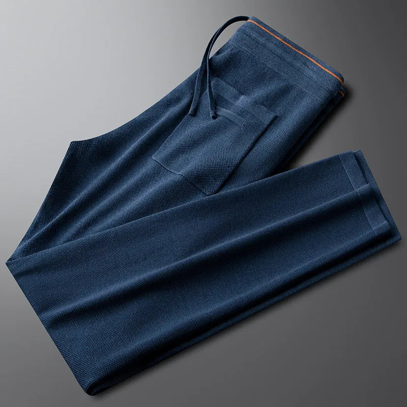 Minglu Lyocell Linen Summer Knitted Men's Sets Luxury Short Sleeve V Collar Male Polo Shirts Sport Casual Man Sweatsuits