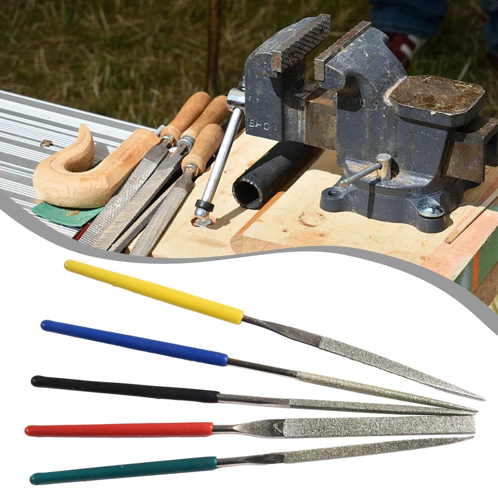 5Pcs Small Diamond-Files Needle Set 2×100mmMini Needle File Kit Pocket Diamond-Files DIY Woodworking Hand Tools
