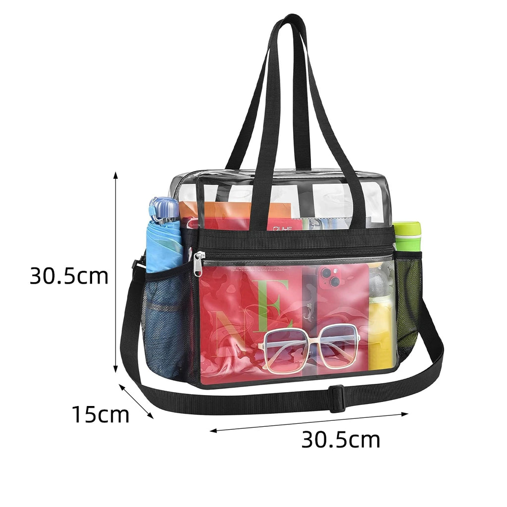 Pink Portable PVC Travel Bag for Concerts Sports Festivals,Large Capacity Transparent Design for Easy Organization and Washing