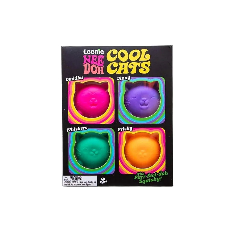 4 Pack NeeDoh Nice Ice Baby Teenie Squishy Ice Cube Toys Cool Cats Set Super Soft Squish Stress Relief Fidget Toys ADHD Sensory