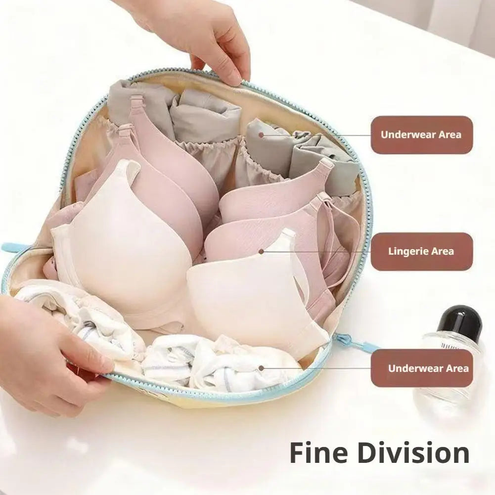 Bra Organizer Case For Travel Folding Lingerie Packing Bag With Zipper Multi-Section Underwear Pouch For Luggage