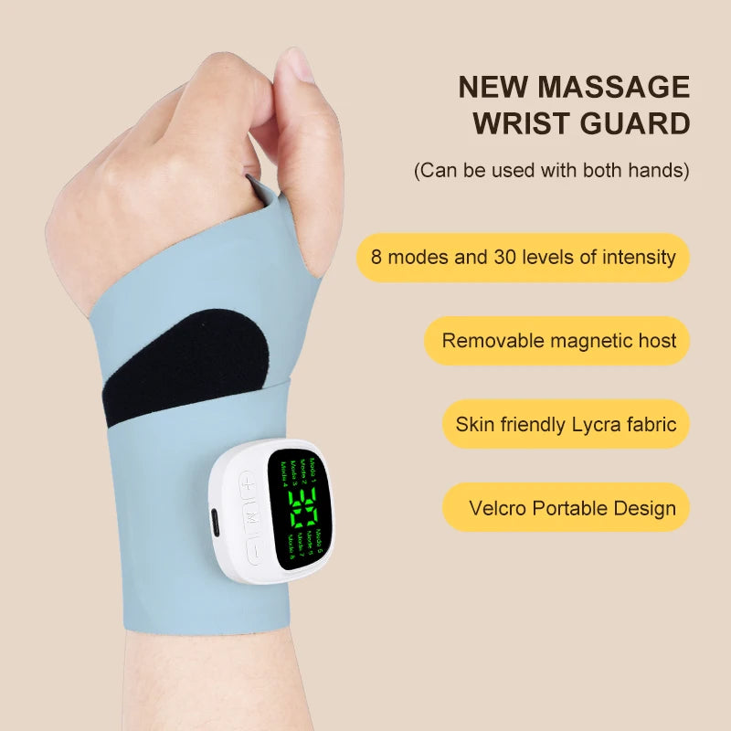 Cordless Wrist Massager USB Rechargeable Wrist Brace Wrap with Massage for Wrist Carpal Tunnel Fatigue Relief for Home Office