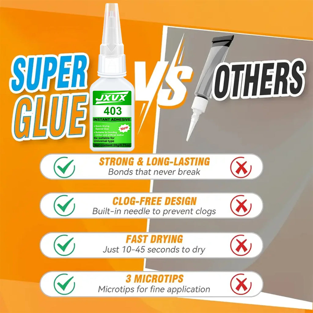 Super Glue All-Purpose Liquid 20g-Transparent fast-drying AC adhesive for metal, plastic, wood, ceramics, glass and DIY restoration, the strongest adhesive for metal and plastic, easy to use.