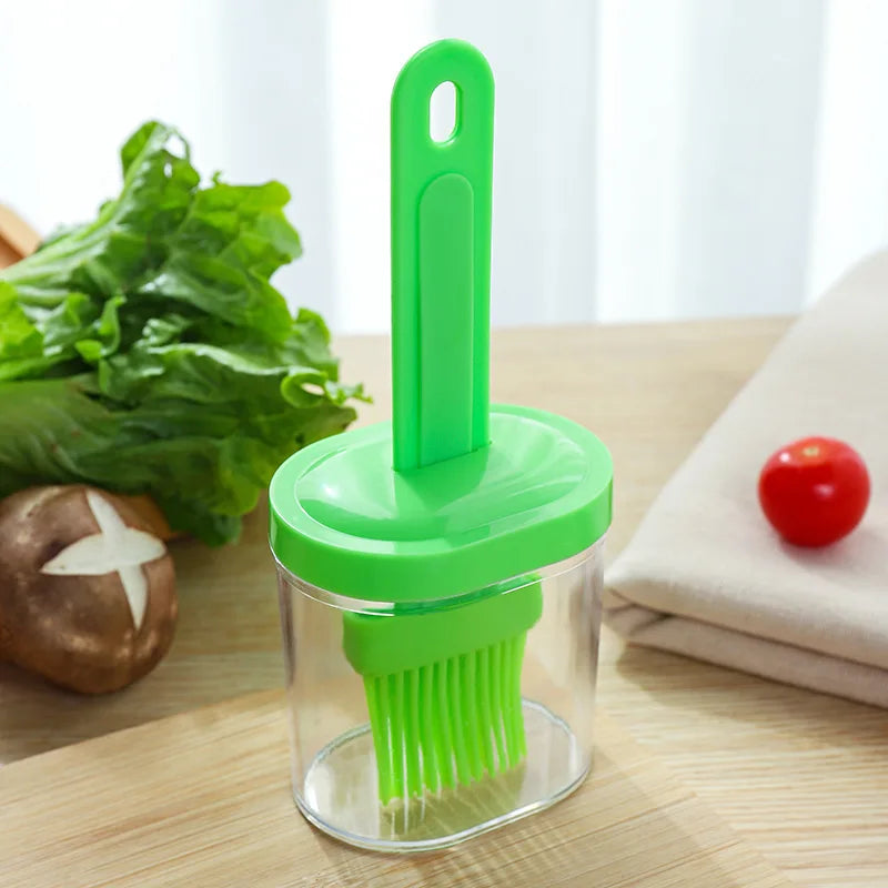 Silicone Oil Brush Pancake OilBrush Integrated Oil Pot Brush with Bottle Kitchen Dustproof Household High emperature Baking Tool