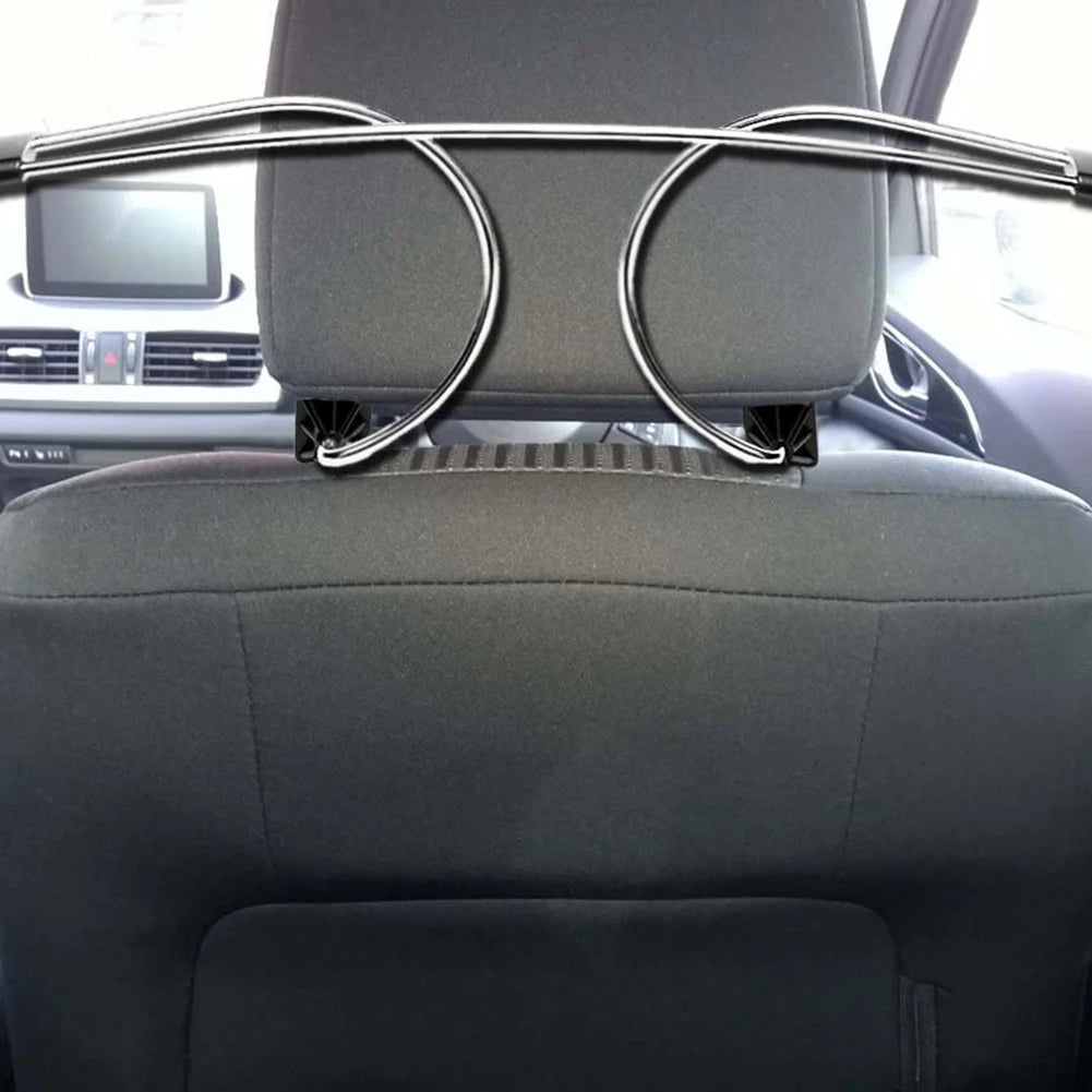 Metal Adjustable Car Coat Hanger with Headrest Restraint Rods Stainless Steel Seat Hanger Clothes Holder