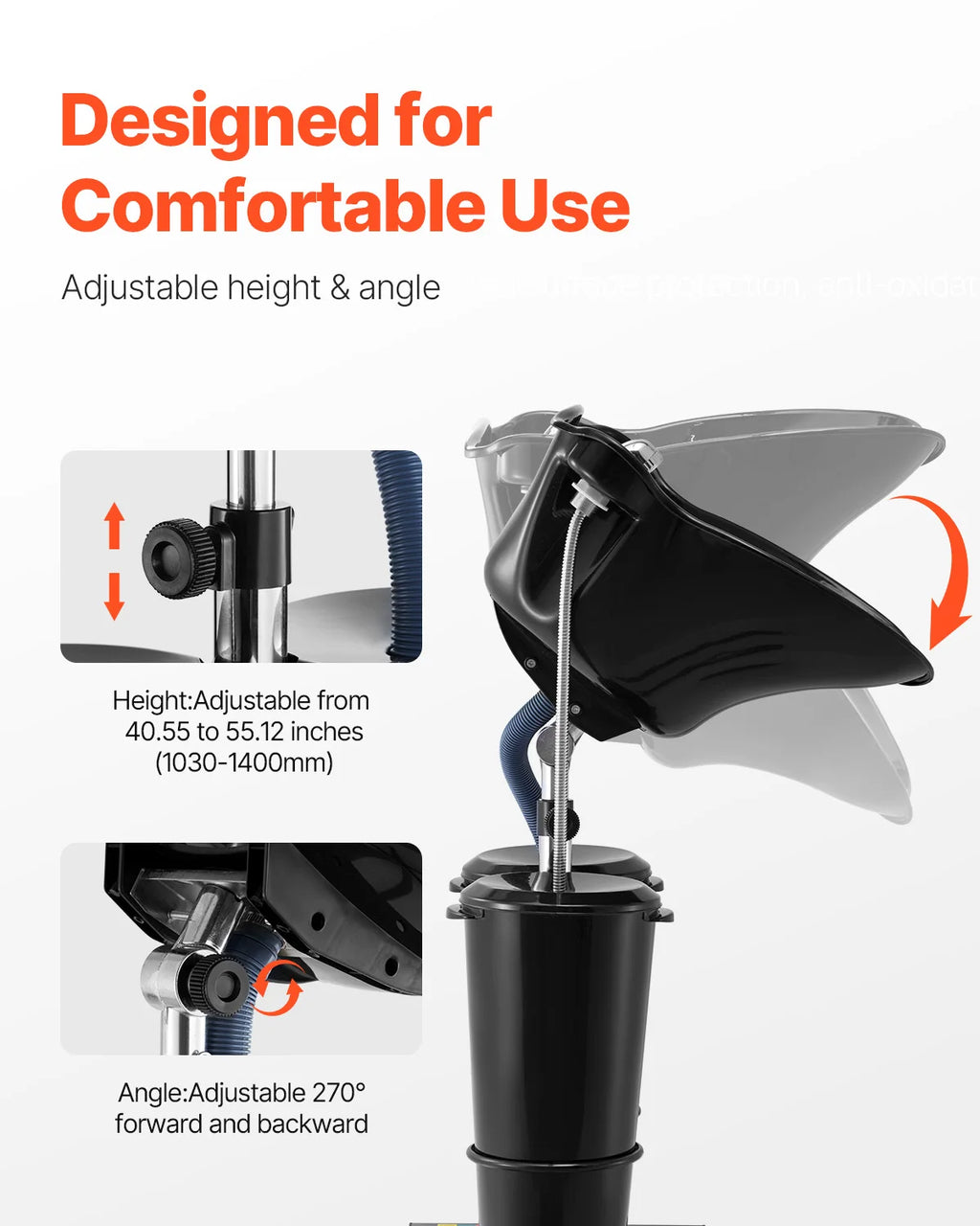 SucceBuy Portable Shampoo Bowl Shampoo Sink for Washing Hair with Electric Pump Height and Angle Adjustable for Home Salon Use