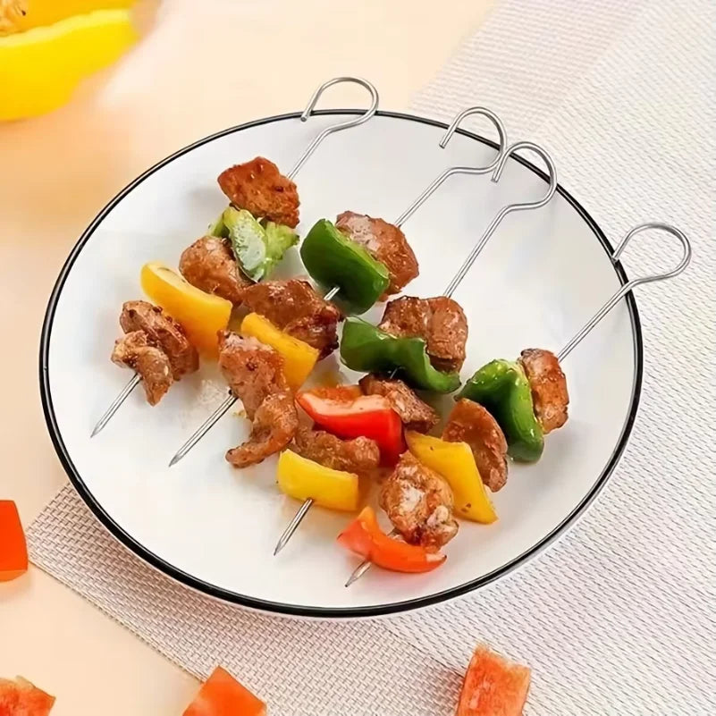 1set Stainless Steel Air Fryer Rack With 4 Roast Meat Picks Grill Air Fryer Accessories Cooking Rack Kitchen