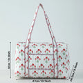 Large Quilted Travel Bag For Women Weekender Bag Floral Block Print Cotton Luggage Overnight Duffle Bags