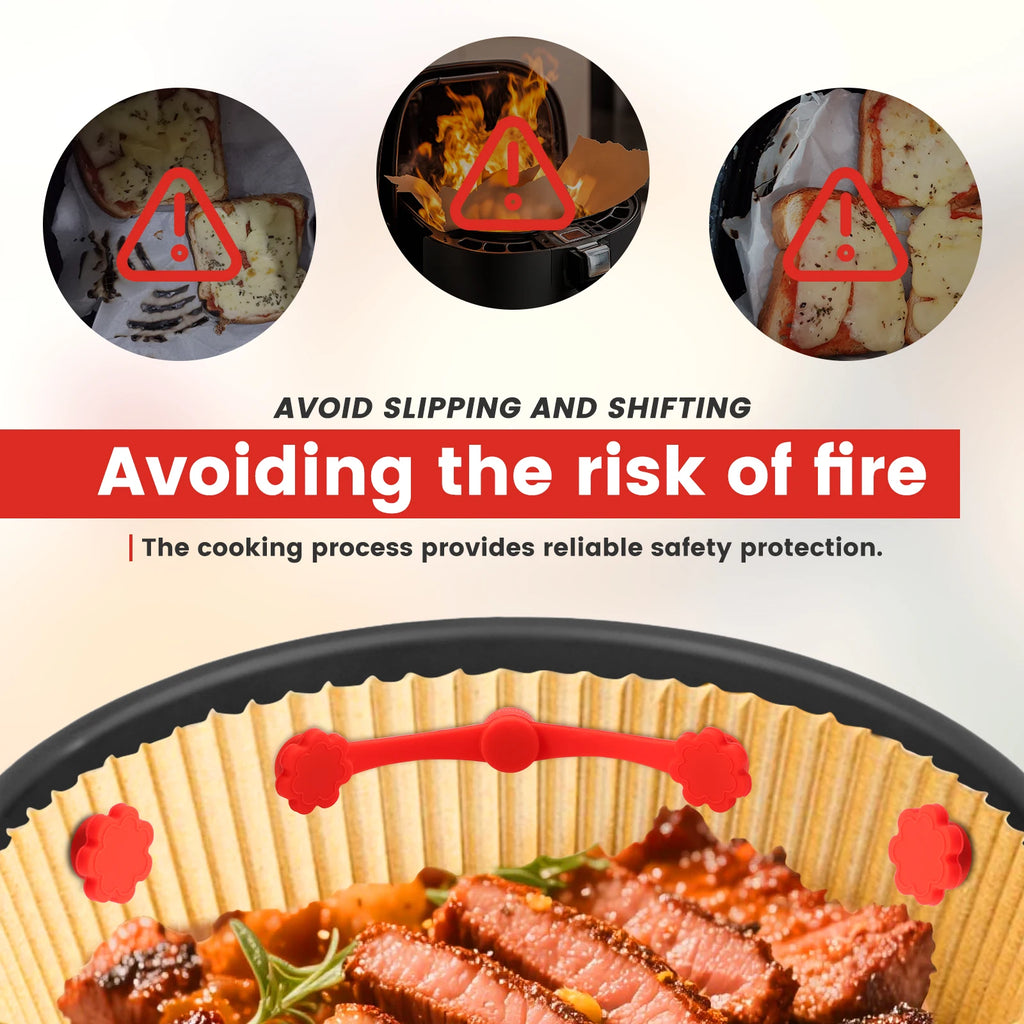 4Pcs Air Fryer Magnet Silicone Buckle Air Fryer Parchment Paper Lock Liners Prevent Paper to Burn Air Fryer Baking Accessories