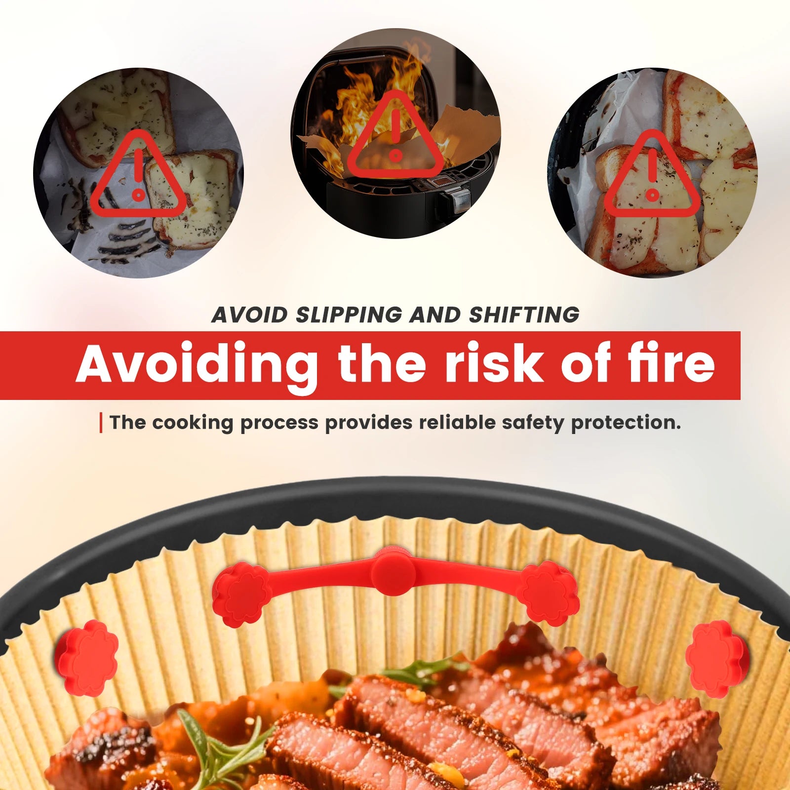 4Pcs Air Fryer Magnet Silicone Buckle Air Fryer Parchment Paper Lock Liners Prevent Paper to Burn Air Fryer Baking Accessories