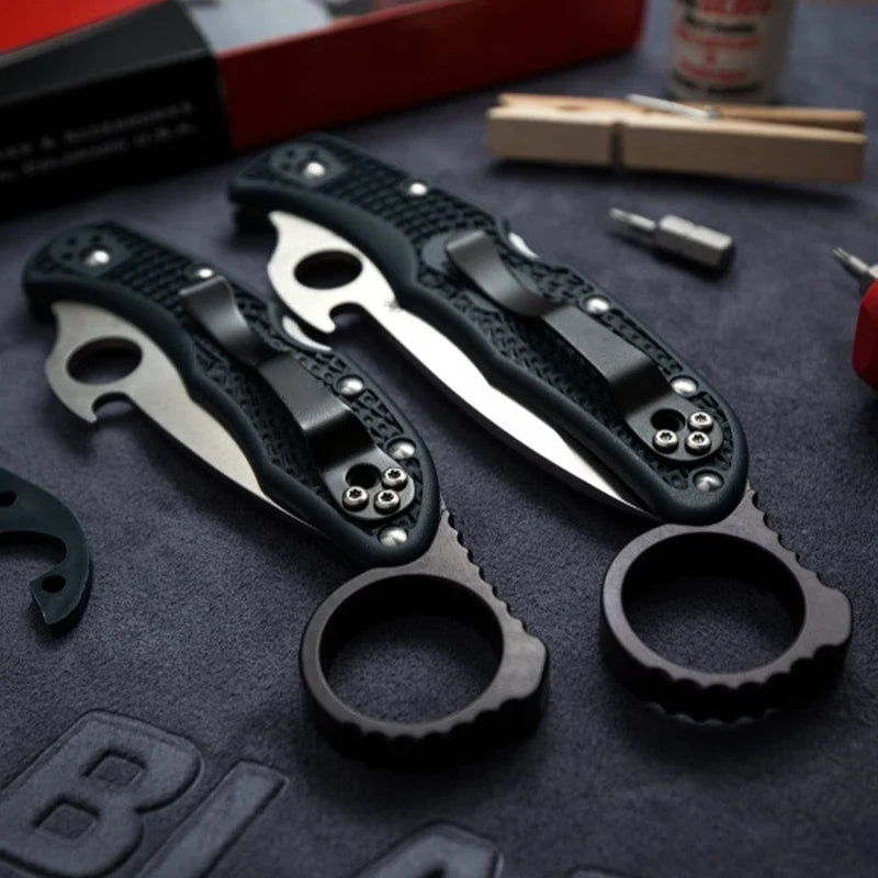CNC Custom Golden Color Aluminum Knife Signet Finger Ring For Spyderco Endura C10 Delica C11 Matriarch C12 Knives DIY Make Part