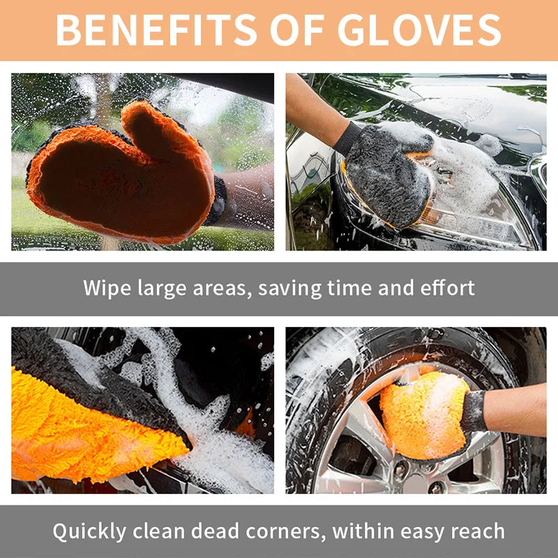Waterproof Car Wash Microfiber Chenille Gloves Thick Car Cleaning Mitt Wax Detailing Brush Double-faced Glove for Car Wash Care