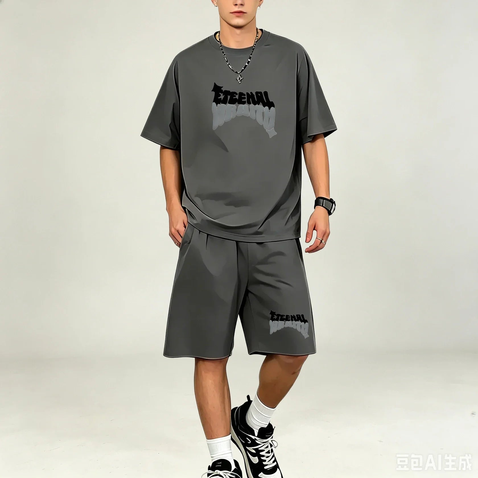 Best Selling Men T‑Shirts Sets 2‑Piece Outfit Short‑sleeve Tops With Drawstring Shorts Sets Casual Sport T‑Shirts Sets Plus‑Size