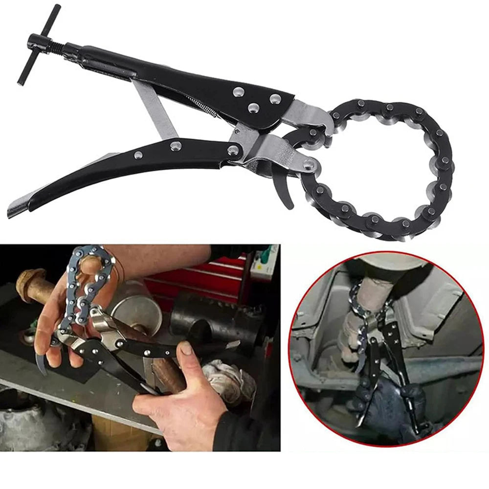 Exhaust Pipe Cutter Tool Chain Tube Cutter Lock-grip Pliers Pipe Wrench Tool Chain Exhaust Pipe Cutter with Multi Wheel Blade
