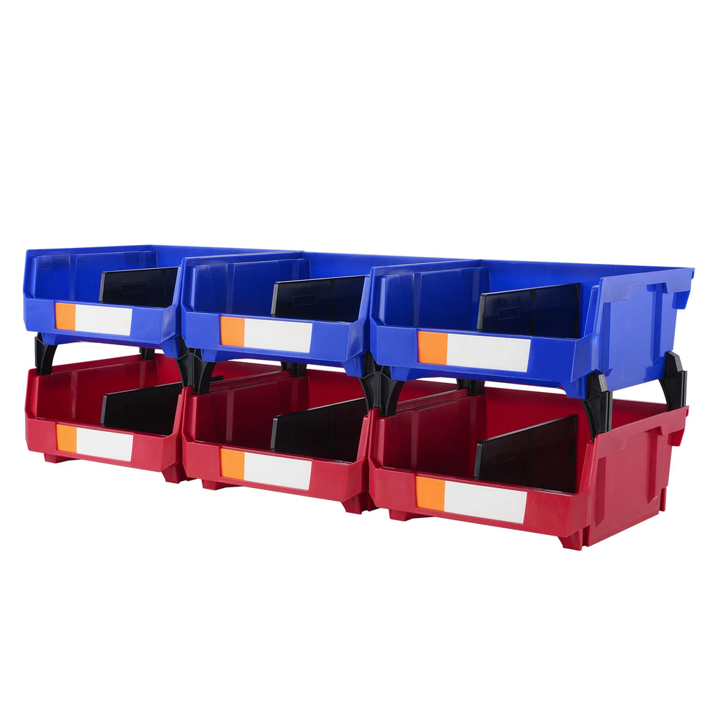 SucceBuy 6pcs Garage Storage Bin Hanging Stackable Wall Mounted Organizer Bin Stacking Containers for Closet Kitchen Office