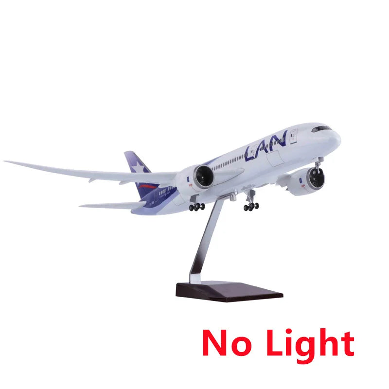 B787 Toys Plane 47CM Chile LAN Airline Airplane Model Toy  1/130 scale Miniature Plane With Light and Wheel for Collection Displ