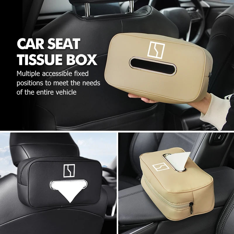 Car Leather Tissue Box Seat Back Armrest Hanging Storage Bag For Zeekr 001 EV 2021-2023 009 X 2021 2022 2023 Krypton