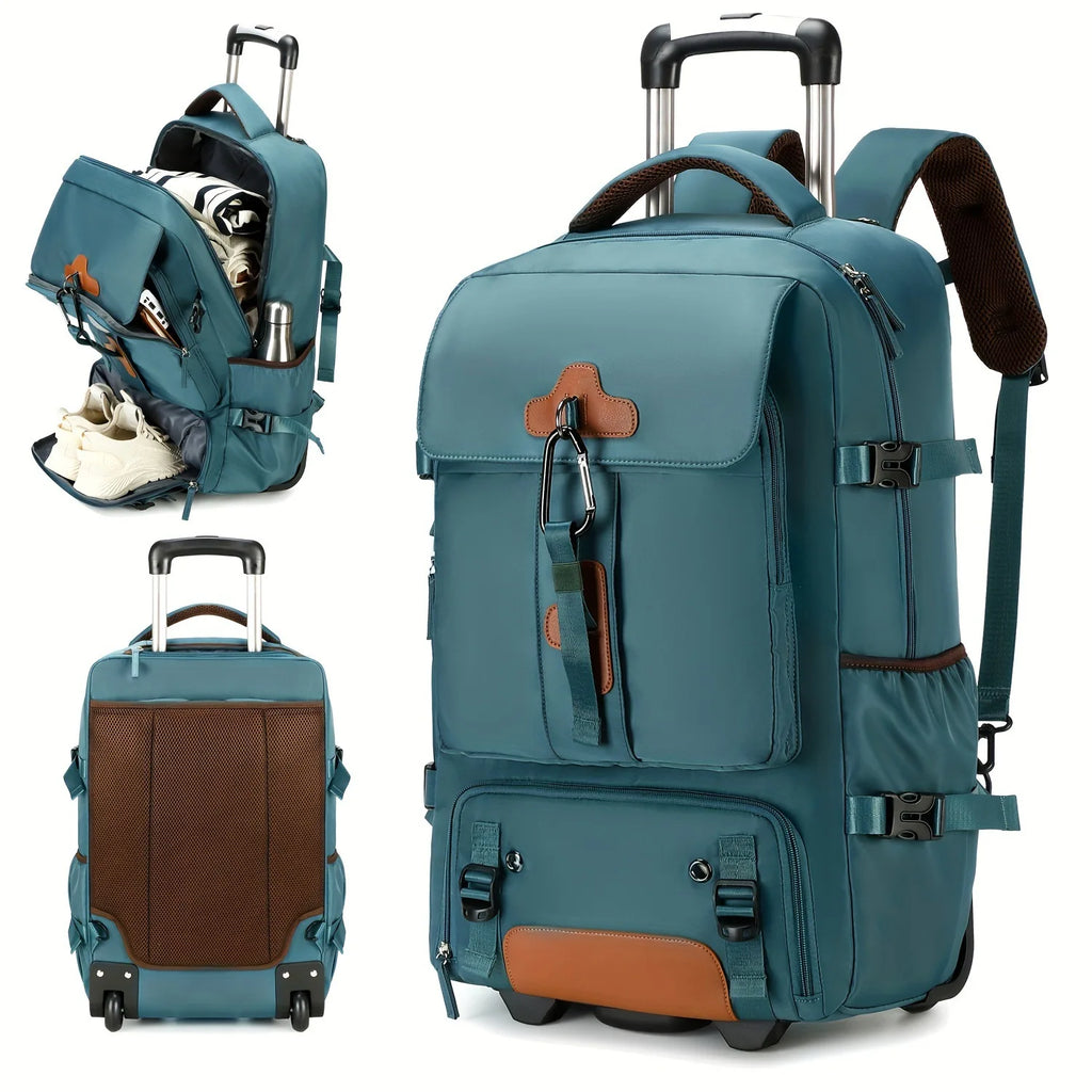 Rolling Backpack Large Capacity Travel Backpack with Wheels Carry On Luggage Backpack for Men Outdoor Trolley Travel Backpack